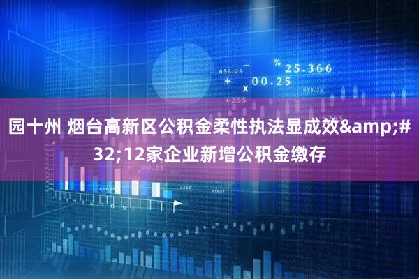 园十州 烟台高新区公积金柔性执法显成效&#32;12家企业新增公积金缴存