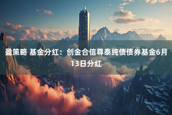 盈策略 基金分红：创金合信尊泰纯债债券基金6月13日分红