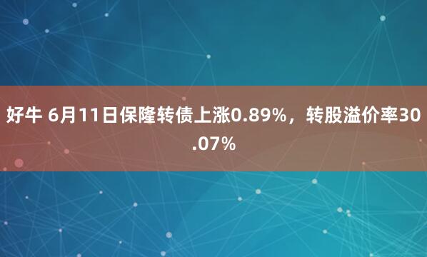 好牛 6月11日保隆转债上涨0.89%，转股溢价率30.07%